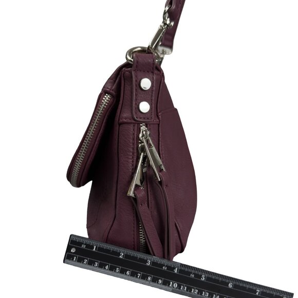 Crossbody Bag Plum Purple Faux Leather Adjustable Strap - Picture 12 of 12